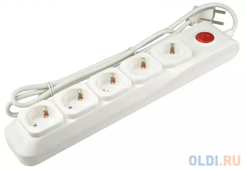 S-GSL5-1,5 WHITE Cетевой фильтр серии Lux, 1,5м (Пвс 3*0,75), 5 гнезд, с/з. 10А. Защита от перенапряжения, короткого замыкания. TM Uniel., шк 46904850