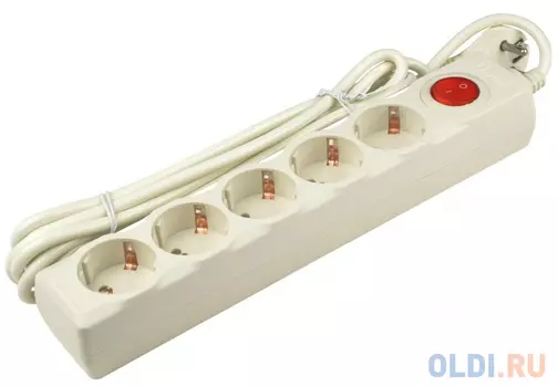 S-GSU5-5 IVORY Cетевой фильтр серии Universal, 5м (Пвс 3*0,75), 5 гнезд, с/з. 10А. Защита от перенапряжения, короткого замыкания. TM Uniel., шк 469048