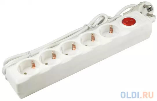 S-GSU5-5 WHITE Cетевой фильтр серии Universal, 5м (Пвс 3*0,75), 5 гнезд, с/з. 10А. Защита от перенапряжения, короткого замыкания. TM Uniel., шк 469048