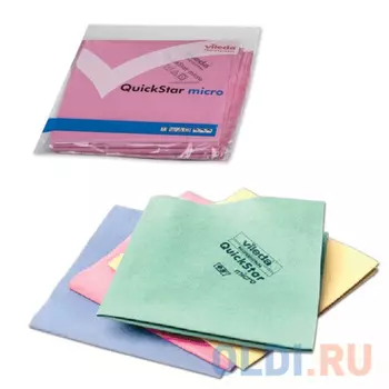 Салфетка VILEDA "КвикСтарМикро", комплект 5 шт., микроволокно, красная, 38х40 см, 152110