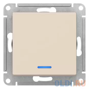 Schneider-electric ATN000213 ATLASDESIGN 1-клавишный ВЫКЛЮЧАТЕЛЬ с подсветкой, сх.1а, 10АХ, механизм, БЕЖЕВЫЙ