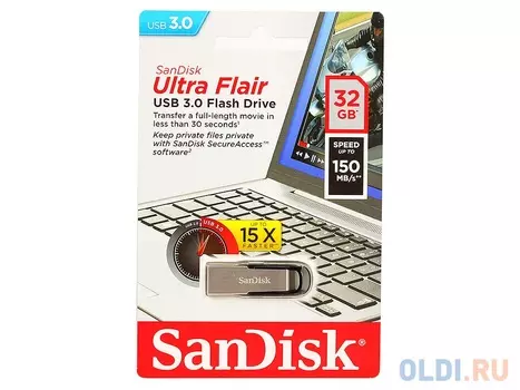 Внешний накопитель 32GB USB Drive <USB 3.0 SanDisk Cruzer Ultra Flair (SDCZ73-032G-G46)