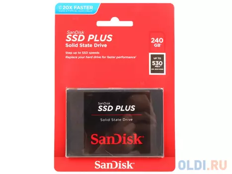Твердотельный накопитель SSD 2.5" 240GB SanDisk Plus (R530/W440Mb/s, SATA 6Gb/s) (SDSSDA-240G-G26)