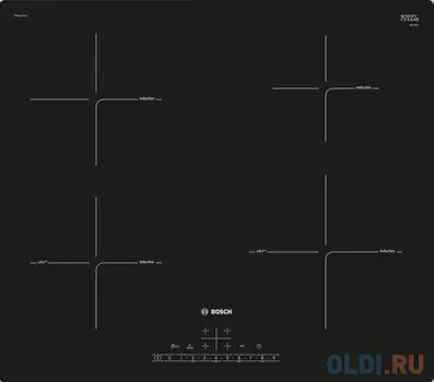Serie 6, Индукционная варочная панель, стеклокерамика, черный, 60см, управление DirectSelect, 4 индукционных зон нагрева, определение наличия посуды,