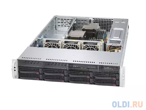 Серверная платформа Supermicro SYS-6028R-TRT 2x LGA2011-3, 16xDDR4, no HDD (up 8x3.5), SATA C612, 2x10GbE, 6x PCIE3.0, 2x740W, Rack Rails, Backplane 8