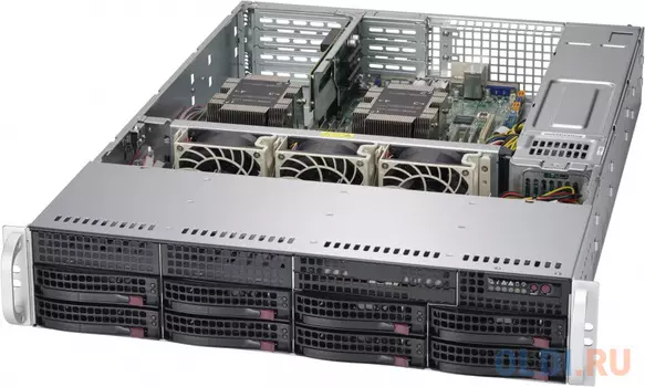 Серверная платформа Supermicro SYS-6029P-WTR, 2U, 2xLGA3647, 12xDDR4 ECC, up 8x3.5, SATA 6Gbps via C621, 2x1GbE, 2x1000W, Rack Rails, Backplane 8xSATA
