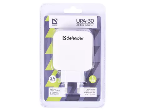 Сетевое зарядное устройство Defender UPA-30 4A 3 x USB белый 83535