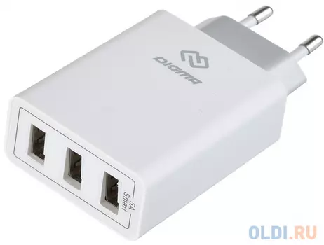 Сетевое зарядное устройство Digma DGWC-3U-5A-WG 5А белый