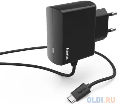Сетевое зарядное устройство HAMA H-183247 2.4А microUSB черный