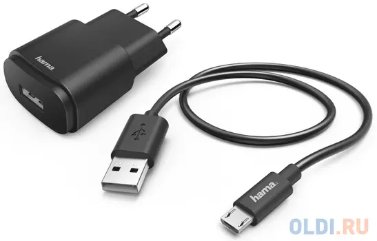 Сетевое зарядное устройство HAMA H-183256 1A microUSB черный