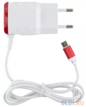 Сетевое зарядное устройство Red Line NC-2.1AC 2.1A microUSB белый красный УТ000013617