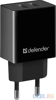 Сетевой адаптер Defender UPA-22 черный, 2xUSB, 2.1А