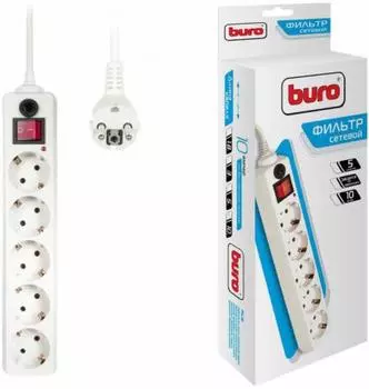 Сетевой фильтр BURO 500SH-10-W 5 розеток 10 м