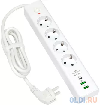 Сетевой фильтр Cablexpert Exnovo EXN-4-CU2-W-2 2м. белый 4 розетки 2xUSB 1xType-C