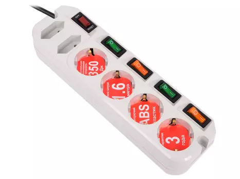 Сетевой фильтр MOST ARG-Б 1.6 (6 розеток, 1.6 м, белый)