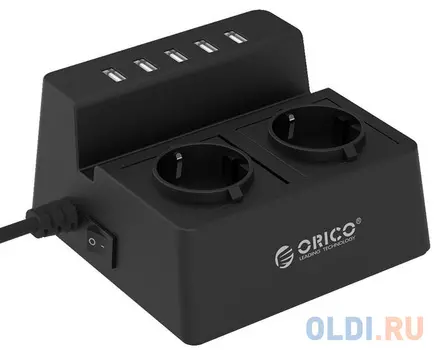 Сетевой фильтр Orico ODC-2A5U-BK 2 розетки 5xUSB