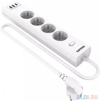 Сетевой фильтр Philips CHP4346WA/51 2м (4 розетки) белый (коробка)