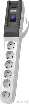 Сетевой фильтр Pilot PRO USB 1.8м (6 розеток) серый (коробка)