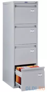 Шкаф картотечный ПРАКТИК "A-44" 1305х408х485 мм, 4 ящика для 168 подвесных папок, формат папок A4 (БЕЗ ПАПОК)