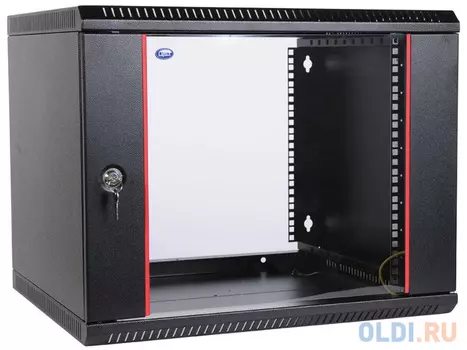 Шкаф настенный разборный 6U ЦМО ШРН-Э-6.500-9005 600x520 дверь стекло черный