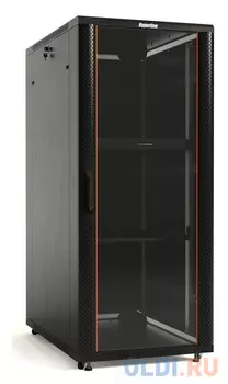 Шкаф серверный Hyperline (TTB-2266-AS-RAL9004) напольный 22U 600x600мм пер.дв.стекл задн.дв.спл.стал.лист 2 бок.пан. 800кг черный 510мм IP20 сталь