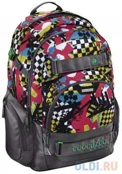 Школьный рюкзак светоотражающие материалы Coocazoo CarryLarry2: Checkered Bolts 30 л серый красный 00129970