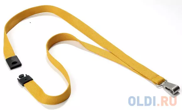 Шнур текстильный с металлическим карабином и замком, 1,5х 44 см, охра, цена за 1 шт