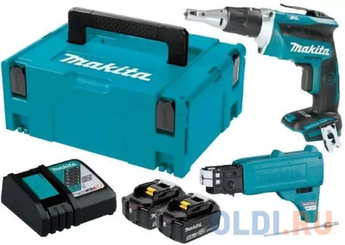 Шуруповерт акк Makita DFS452TJX2 б\\щет,18В,2х5АчLi-ion,0-4000об\\м,6-ти гран 1\\4",1.5кг,чем,подсвет