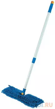 Швабра двусторонняя 40 см, алюминиевый телескопический черенок 130 см (резьба 1,6 см), микрофибра, ЛАЙМА, 601465