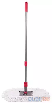 Швабра-рамка 40 см, телескопический черенок из нержавеющей стали 125 см, резьба 2,2 см/черенки типа A, хлопок, ЛАЙМА, 603605