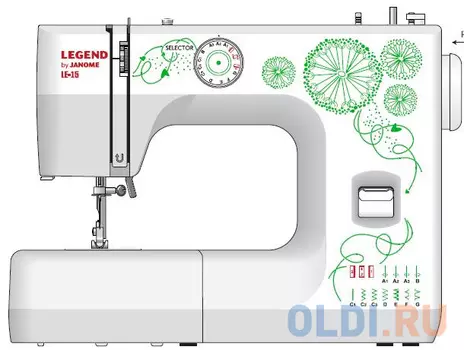Швейная машина Janome Legend LE15 белый/цветы