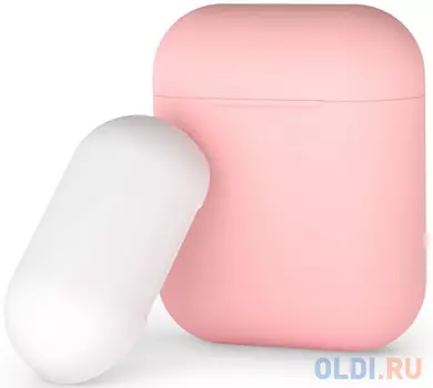 Силиконовый чехол для AirPods, двухцветный (розовый/белый), Deppa