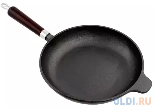 СКОВОРОДА ЧУГУННАЯ 26 СМ РУЧКА ДЕРЕВ. (1/4) "MALLONY"