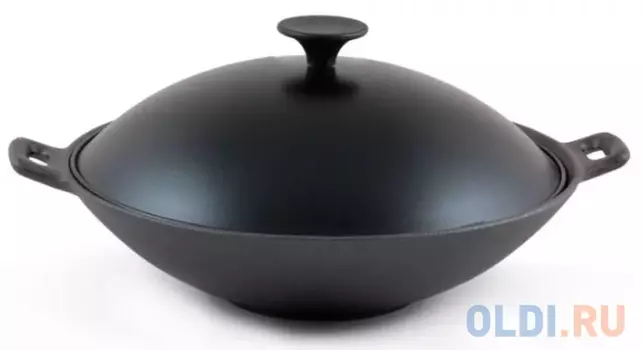 СКОВОРОДА ВОК ЧУГУННАЯ D=31 СМ, МЕТАЛЛ. КРЫШКА (1/4) "MALLONY" W-31L
