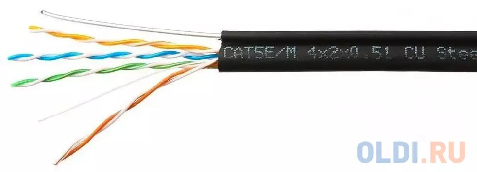 SkyNet Кабель Premium UTP outdoor 4x2x0,51 на тросу, медный, FLUKE TEST, кат.5e, однож., 100 м, box, черный [CSP-UTP-4-CU-OUTR/100]