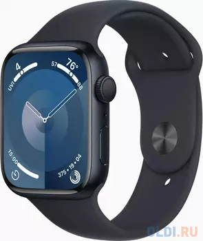 Смарт-часы Apple Watch Series 9 A2980 45мм OLED корп.темная ночь Sport Band рем.темная ночь разм.брасл.:M/L (MR9A3LW/A)