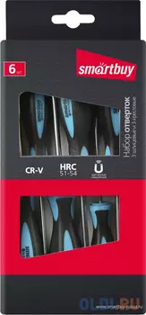 Smartbuy Набор отверток 6 штук, шлицевые и крестовые, намагниченный наконечник, CR-V,Smartbuy Tools [SBT-SCN-6P1]