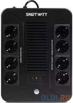 SMARTWATT линейно-интерактивный, 1000/600 ВА/Вт, напольный/настенный, LED индикация, Shuko CEE7/4 - 8 шт. (4 шт. с резервным питанием, 4 шт. - сетевой