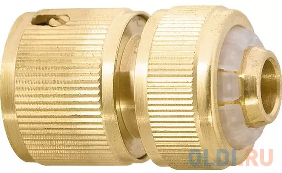 Соединитель латунный быстросъемный для шланга 1/2", аквастоп// Palisad