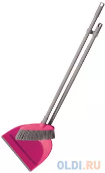 Совок для мусора, высокая ручка, комплект со щеткой сметкой, длина ручек 80 см, пластик, YORK, 63030