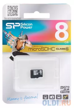 Карта памяти MicroSDHC 8GB Silicon Power (SP008GBSTH010V10) Class10