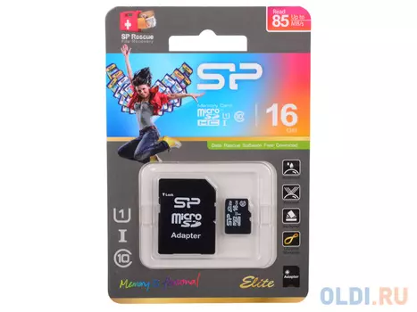 Карта памяти MicroSDHC 16GB Silicon Power Elite UHS-I U1 + SD Adapter (SP016GBSTHBU1V10-SP)