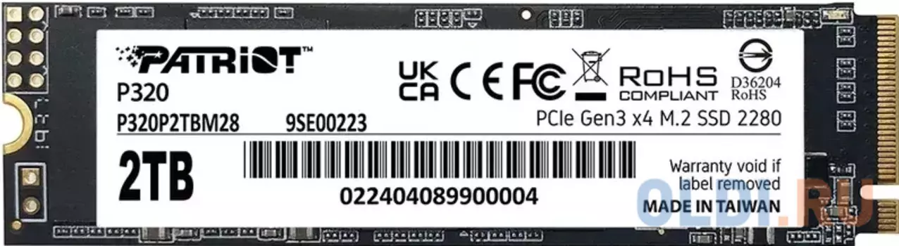 SSD накопитель Patriot P320 2 Tb PCI-E 3.0 x4