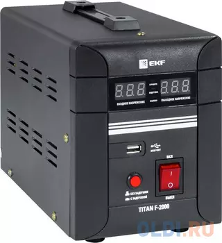 Стабилизатор напряжения EKF stab-f-2000 2 розетки 1xUSB