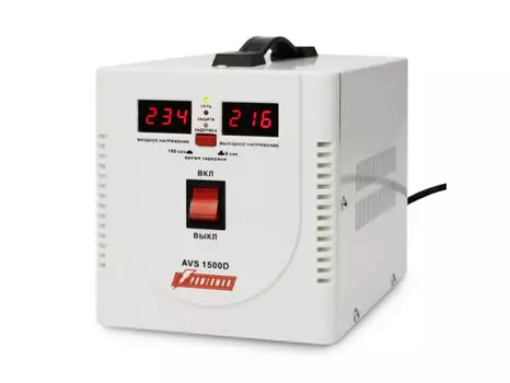 Стабилизатор напряжения Powerman AVS 1500D 2 розетки белый