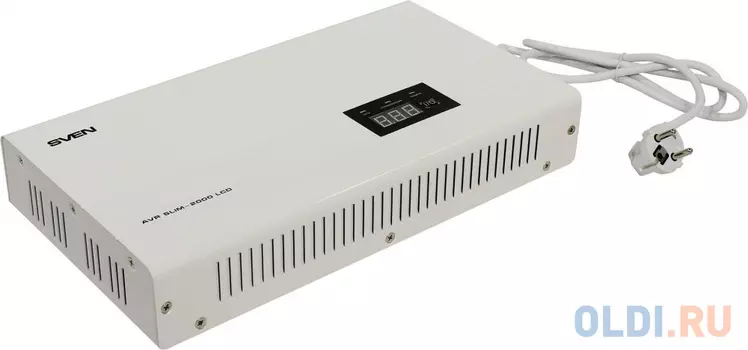 Стабилизатор напряжения Sven AVR Slim-2000 LCD 2 розетки белый