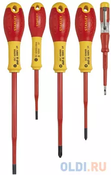 Stanley набор из 5-ти отверток электрика "fatmax" с зауженным стержнем (3,5x75, 5,5x150; pz1x100, pz, шт