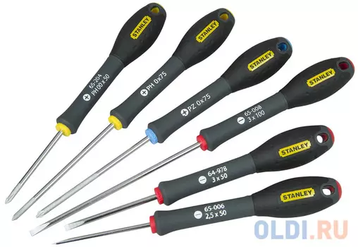 Stanley набор из 6-ти инструментальных отверток "fatmax" (pl2,5x50, pl3x50, pl3x100; ph00x50, ph0x75