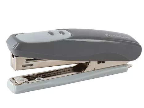 Степлер BRAUBERG "Germanium", №10, до 12 листов, пластиковый корпус, металлический механизм, серый