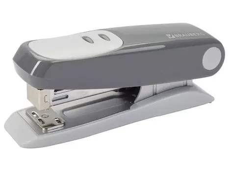 Степлер BRAUBERG "Germanium", №24/6, 26/6, до 20 листов, пластиковый корпус, металлический механизм, серый
